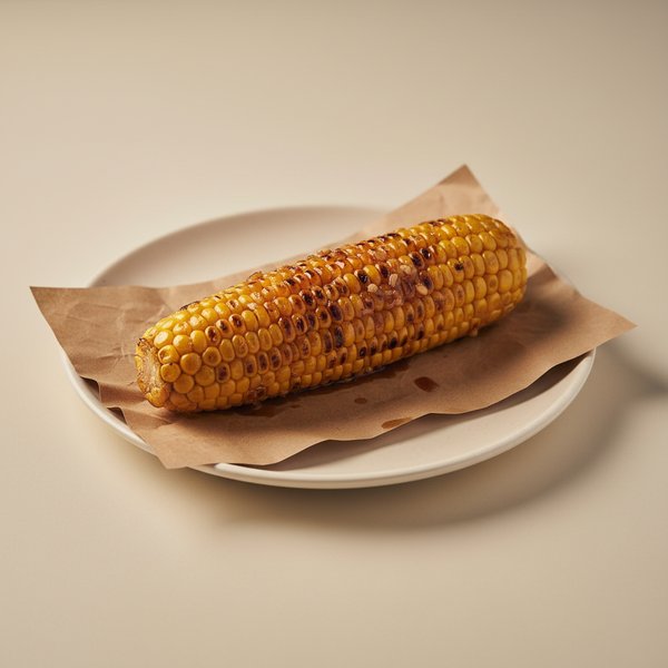 Grilled corn brushed with savoury glaze.