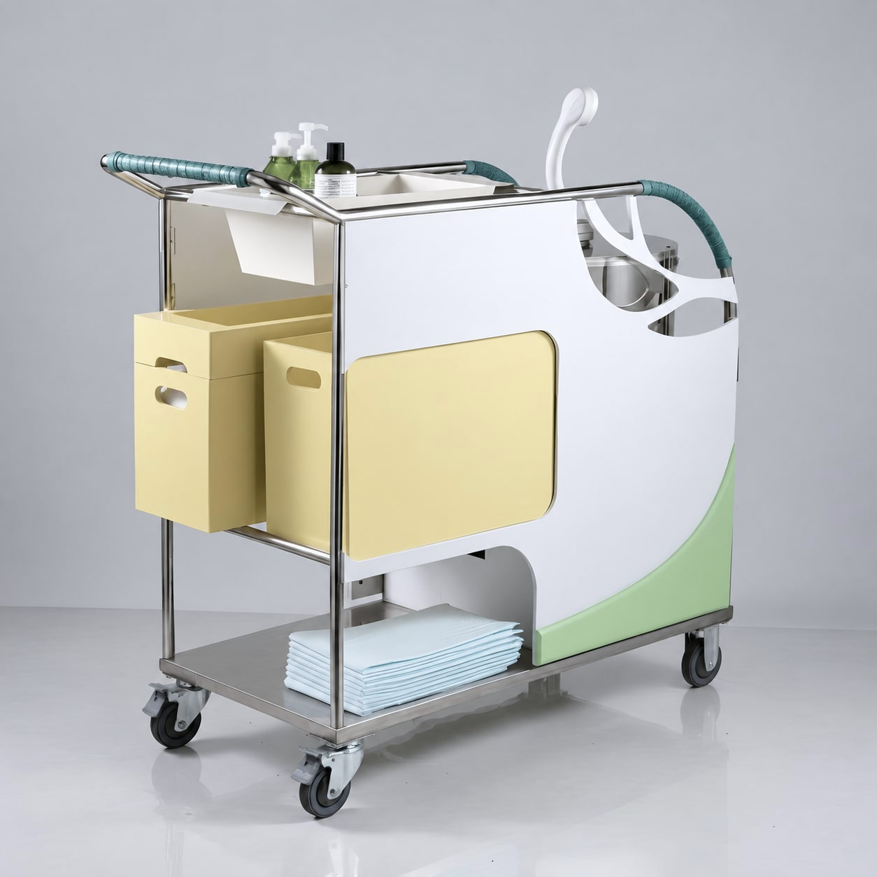 Studio hero: Wash Enjoy cart, finished prototype, three-quarter view.