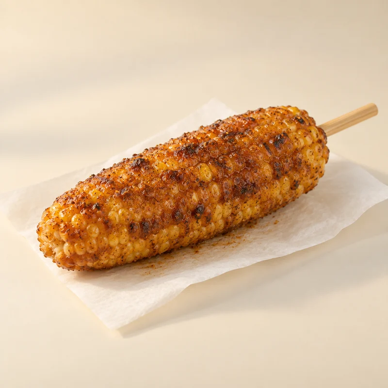 Grilled corn brushed with savory glaze.